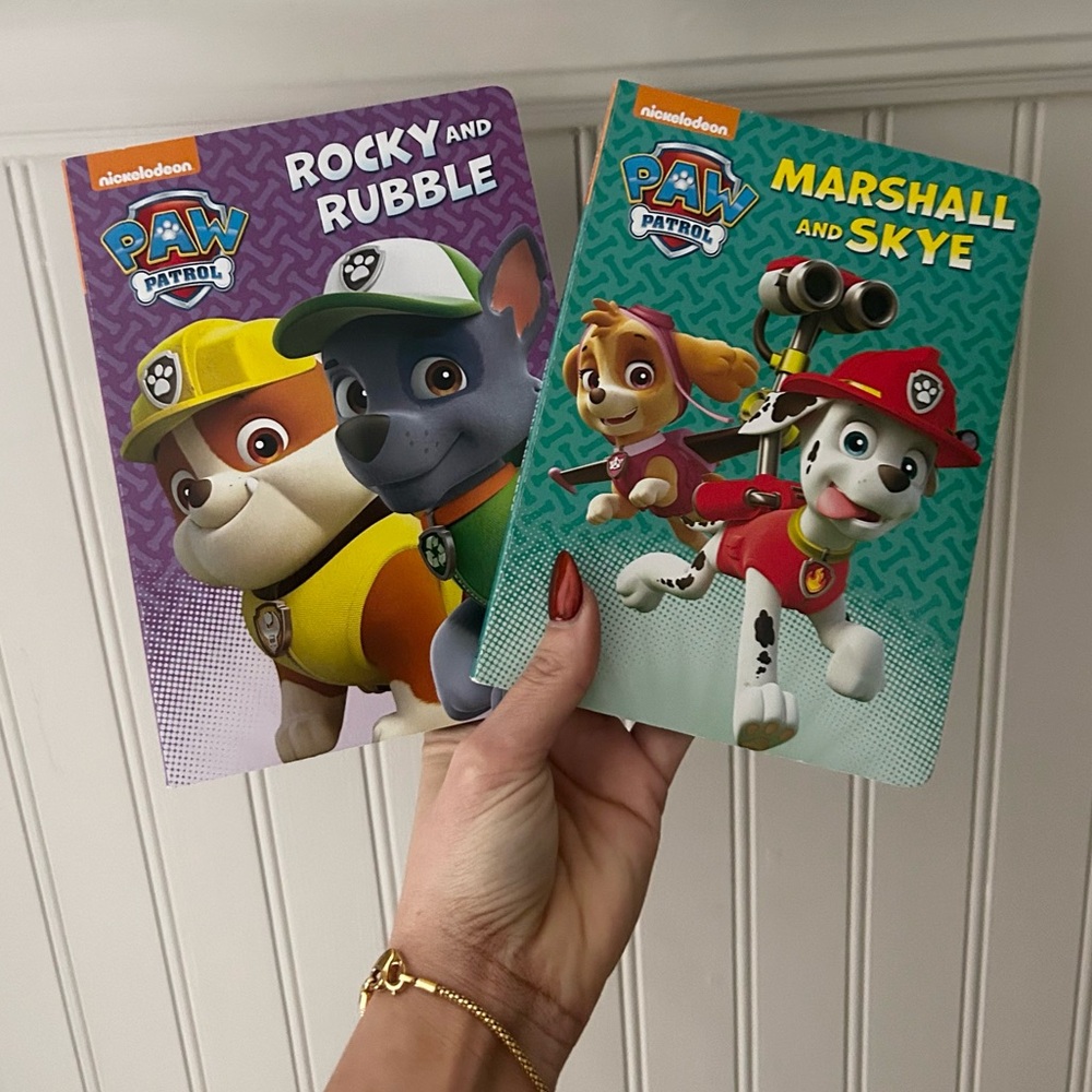 2 Paw Patrol Board Books - Rocky, Rubble, Marshall, and Skye